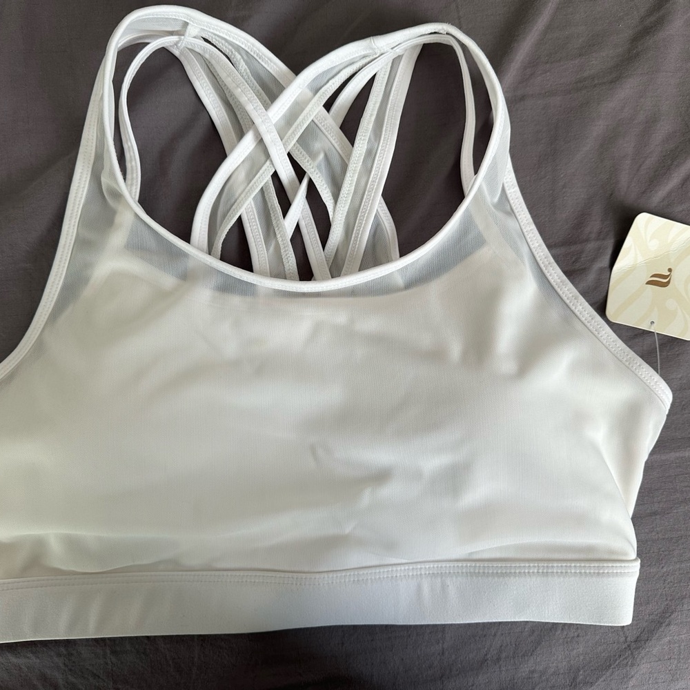 Fabletics White Sports Bra with Strappy Back